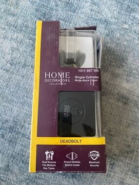 Home Decorators Collection square single cylinder Matte Black Deadbolt